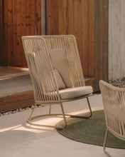 Load image into Gallery viewer, Saconca outdoor armchair with a high backrest made of cord and green galvanised steel - image 11