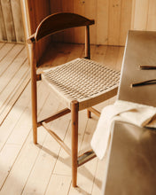 Load image into Gallery viewer, Nina solid acacia wood stool with walnut finish and beige rope height 62 cm - image 9