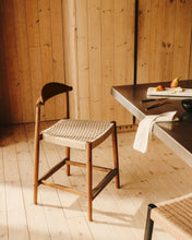 Load image into Gallery viewer, Nina solid acacia wood stool with walnut finish and beige rope height 62 cm - image 10