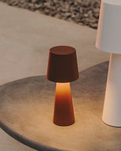 Load image into Gallery viewer, Arenys small outdoor metal table lamp in a terracotta painted finish - image 3