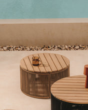 Load image into Gallery viewer, Dandara coffee table made of steel, beige cord and solid acacia wood, Ø60 cm FSC 100% - image 3