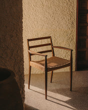 Load image into Gallery viewer, Analy chair with armrests in solid oak wood in a walnut finish and rope cord seat FSC 100% - image 9
