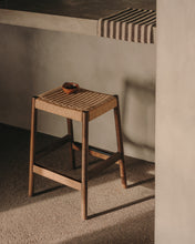 Load image into Gallery viewer, Yalia stool in solid oak wood in a walnut finish and rope cord, height 65 cm FSC 100% - image 5