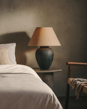 Load image into Gallery viewer, Mercadal ceramic table lamp in a black finish and UK adapter - image 3