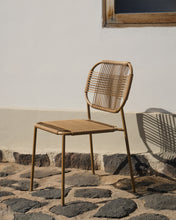 Load image into Gallery viewer, Talaier stackable outdoor chair in synthetic rope and galvanised steel with brown finish - image 9