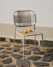 Load image into Gallery viewer, Talaier stackable outdoor chair in synthetic rope and galvanised steel with beige finish - image 9