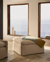 Load image into Gallery viewer, Zenira beige cotton and linen footrest with removable cover and cushion 90 x 90cm - image 5