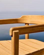 Load image into Gallery viewer, Icaro stackable chair in FSC 100% solid teak wood with natural finish - image 13