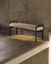 Load image into Gallery viewer, Macaret bench with removable cover solid oak wood with black finish 120 cm FSC Mix Credit - image 5
