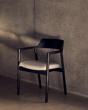 Load image into Gallery viewer, Alocs chair removable cover in beige chenille solid oak wood black finish FSC Mix Credit - image 9