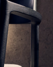 Load image into Gallery viewer, Alocs chair removable cover in beige chenille solid oak wood black finish FSC Mix Credit - image 10