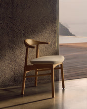 Load image into Gallery viewer, Timons chair removable cover in beige chenille solid oak wood natural finish FSC Mix Credit - image 9
