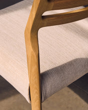 Load image into Gallery viewer, Cudia chair removable cover in beige chenille solid oak wood natural finish FSC Mix Credit - image 12