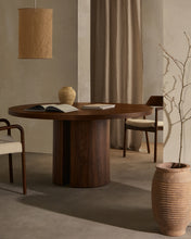 Load image into Gallery viewer, Nealy round table with a walnut veneer in a dark finish, Ø 150 cm - image 9