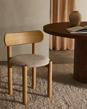 Load image into Gallery viewer, Nebai chair in beige chenille with a solid oak wood structure and natural finish FSC MIX Credit - image 9