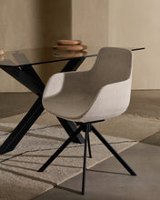Load image into Gallery viewer, Tissiana self-centring swivel chair in beige chenille and matte black aluminium - image 11
