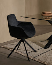 Load image into Gallery viewer, Tissiana self-centring swivel chair in dark grey chenille and matte black aluminium - image 11