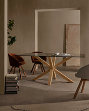 Load image into Gallery viewer, Argo glass table with steel legs with wood-effect finish 160 x 90 cm - image 5