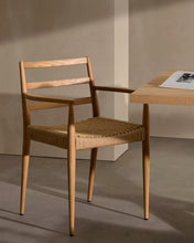 Load image into Gallery viewer, Analy chair with armrests in solid oak wood in a natural finish and rope cord seat FSC 100% - image 9