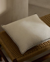 Load image into Gallery viewer, Sinet cushion cover in white linen and a black embroidery feature, 45 x 45 cm - image 3