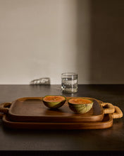 Load image into Gallery viewer, Sardis large serving board made from FSC 100% acacia wood and rattan - image 3