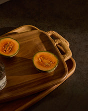 Load image into Gallery viewer, Sardis large serving board made from FSC 100% acacia wood and rattan - image 4