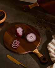 Load image into Gallery viewer, Sardis small round serving board FSC 100% acacia wood and rattan - image 3