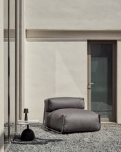 Load image into Gallery viewer, Square modular 100% outdoor sofa pouffe w/ backrest, dark grey, black aluminium, 101x101cm - image 6