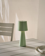 Load image into Gallery viewer, Arenys small outdoor metal table lamp in a turquoise painted finish - image 3