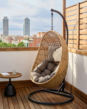 Load image into Gallery viewer, Cira hanging armchair with dark grey base with natural finish - image 5