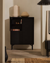 Load image into Gallery viewer, Lenon tall sideboard, 4 doors solid wood and black oak veneer 104,5x144 cm FSC Mix Credit - image 7