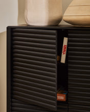 Load image into Gallery viewer, Lenon tall sideboard, 4 doors solid wood and black oak veneer 104,5x144 cm FSC Mix Credit - image 8