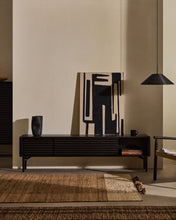 Load image into Gallery viewer, Lenon TV cabinet, 2 doors in solid wood and black oak veneer 200x57 cm FSC Mix Credit - image 5