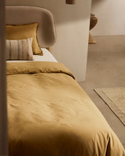Load image into Gallery viewer, Sifinia mustard duvet and pillow cover set, 100% cotton percale fringes, 90 cm bed - image 5