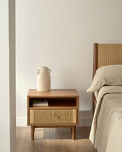 Load image into Gallery viewer, Elan bedside table in veneer and solid walnut with cord 51x45cm FSC Mix Credit - image 7