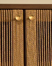 Load image into Gallery viewer, Elan TV cabinet 3 doors veneer and solid walnut and cord 200 x 50 cm FSC Mix Credit - image 8