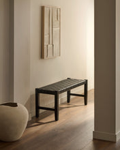 Load image into Gallery viewer, Calixta bench in leather and solid mahogany wood with black finish 120 cm - image 5