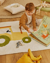 Load image into Gallery viewer, Pecky beige, 100% cotton rug with a tractor feature, 90 x 150 cm - image 3