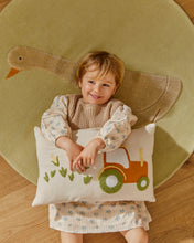 Load image into Gallery viewer, Pecky cushion cover in beige cotton with a tractor embroidery feature, 30 x 50 cm - image 3