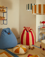 Load image into Gallery viewer, Olvi blue, cotton pouffe with mustard-coloured tassel, Ø 60 cm - image 4