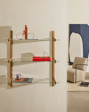 Load image into Gallery viewer, Sitra modular shelf, 3 glass shelves and FSC Mix Credit solid oak wood, 90 cm - image 5