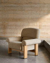 Load image into Gallery viewer, Nema armchair in beige chenille with solid ash wood legs in a natural finish FSC 100% - image 7