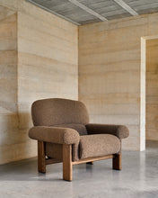 Load image into Gallery viewer, Nema armchair in taupe bouclé with solid ash wood legs in a walnut finish FSC 100% - image 7