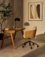 Load image into Gallery viewer, Madai desk chair in beige chenille and ash veneer with natural tone finish FSC Mix Credit - image 11