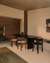 Load image into Gallery viewer, Nebai chair in black chenille with a solid oak wood structure and black finish FSC MIX Credit - image 11