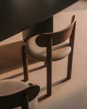 Load image into Gallery viewer, Nebai chair in brown chenille with a solid oak wood structure and walnut finish FSC MIX Credit - image 9