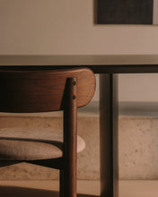 Load image into Gallery viewer, Nebai chair in brown chenille with a solid oak wood structure and walnut finish FSC MIX Credit - image 10