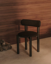 Load image into Gallery viewer, Nebai chair in black chenille with a solid oak wood structure and black finish FSC MIX Credit - image 10