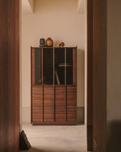 Load image into Gallery viewer, Onix display cabinet solid walnut and walnut veneer dark finish 100 x 170 cm FSC Mix Credit - image 5