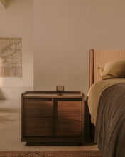 Load image into Gallery viewer, Onix bedside table, 2 drawers, walnut veneer in a dark finish, 60 x 47 cm FSC Mix Credit - image 4